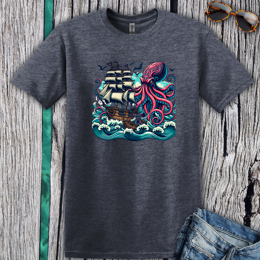 Tall ship v Octopus T-shirt