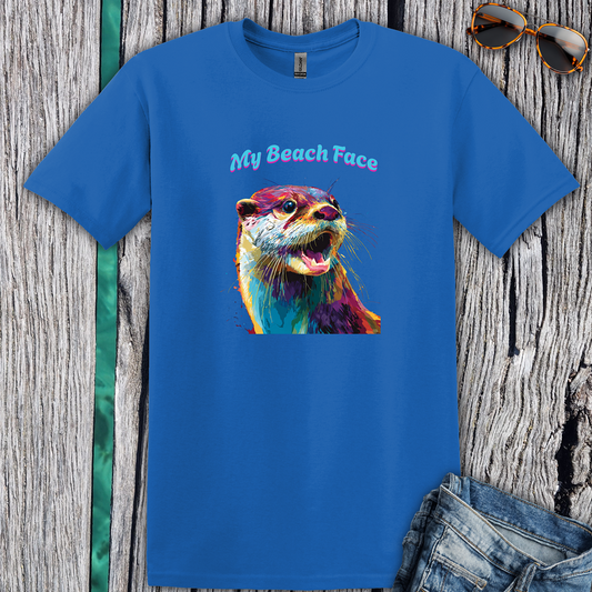 Colorful Otter Beach Face T-Shirt