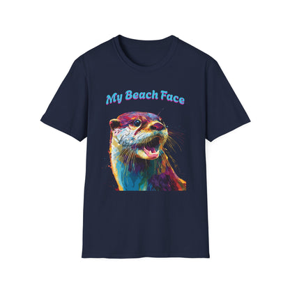 Colorful Otter Beach Face T-Shirt