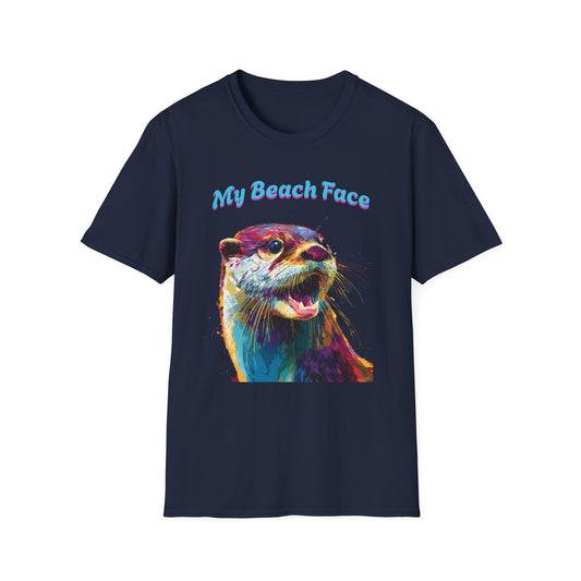 Colorful Otter Beach Face T-Shirt