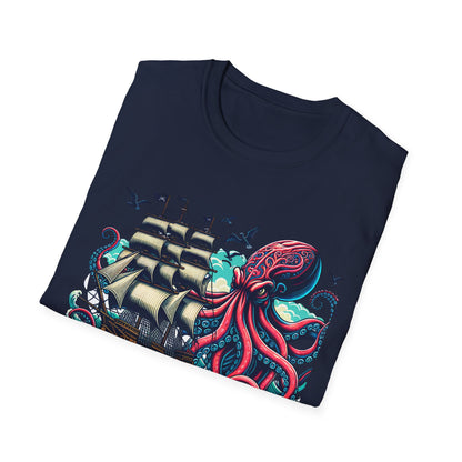Tall ship v Octopus T-shirt