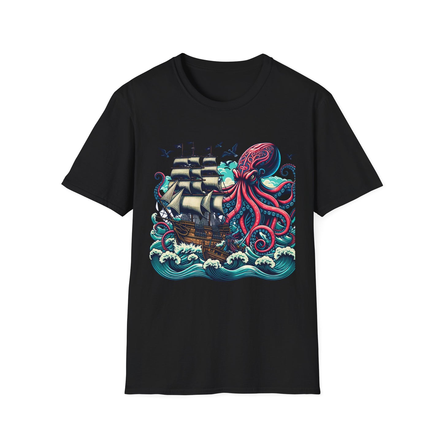 Tall ship v Octopus T-shirt