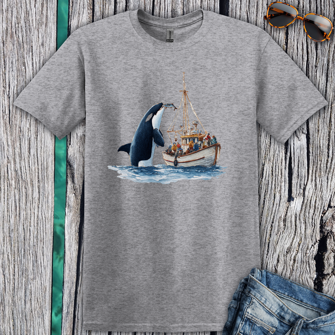 Orca Offering a fish T-shirt