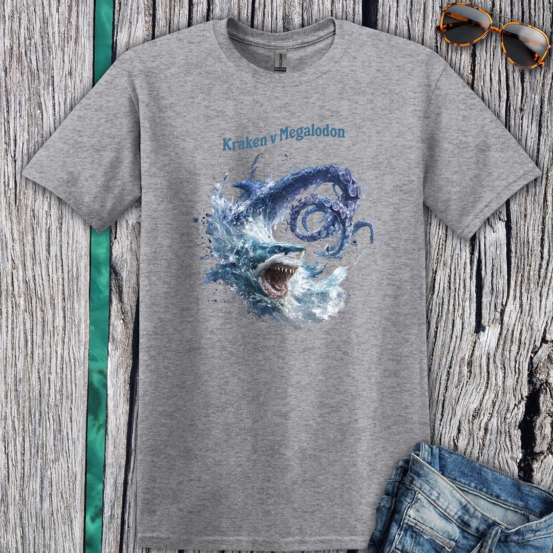 Kraken vs Megalodon T-Shirt