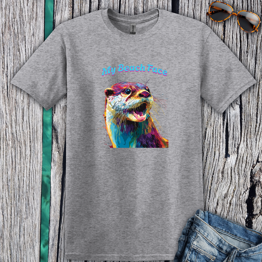 Colorful Otter Beach Face T-Shirt