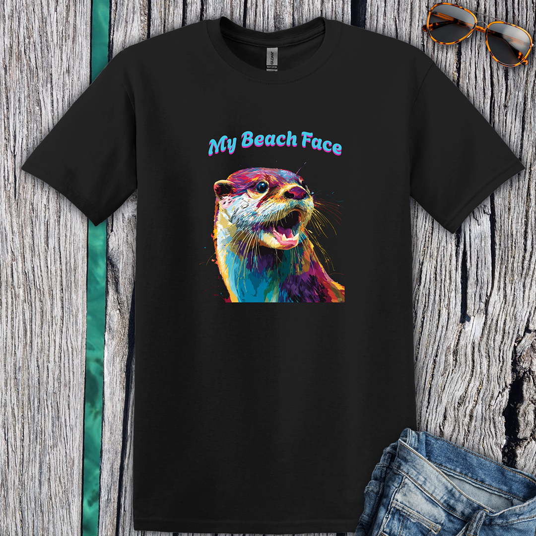 Colorful Otter Beach Face T-Shirt
