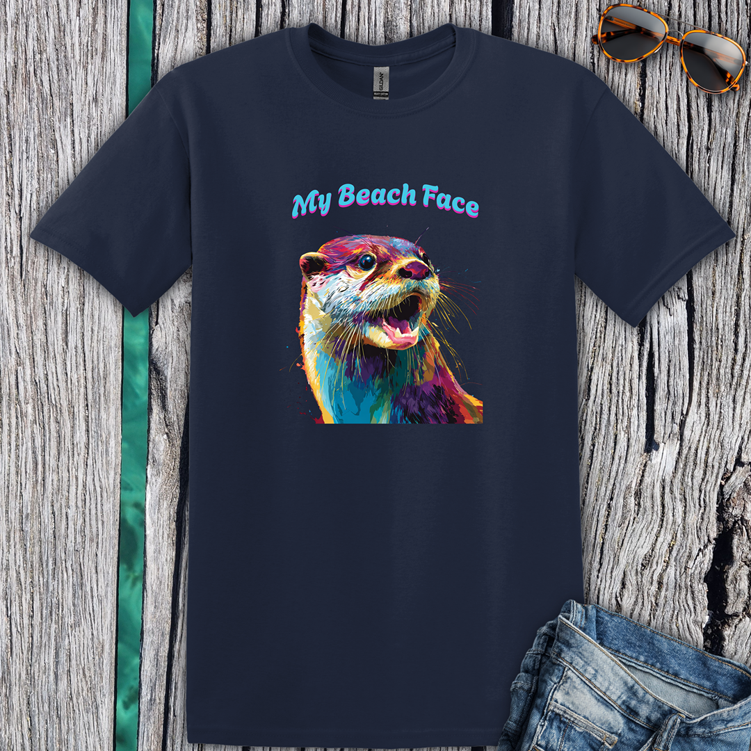 Colorful Otter Beach Face T-Shirt