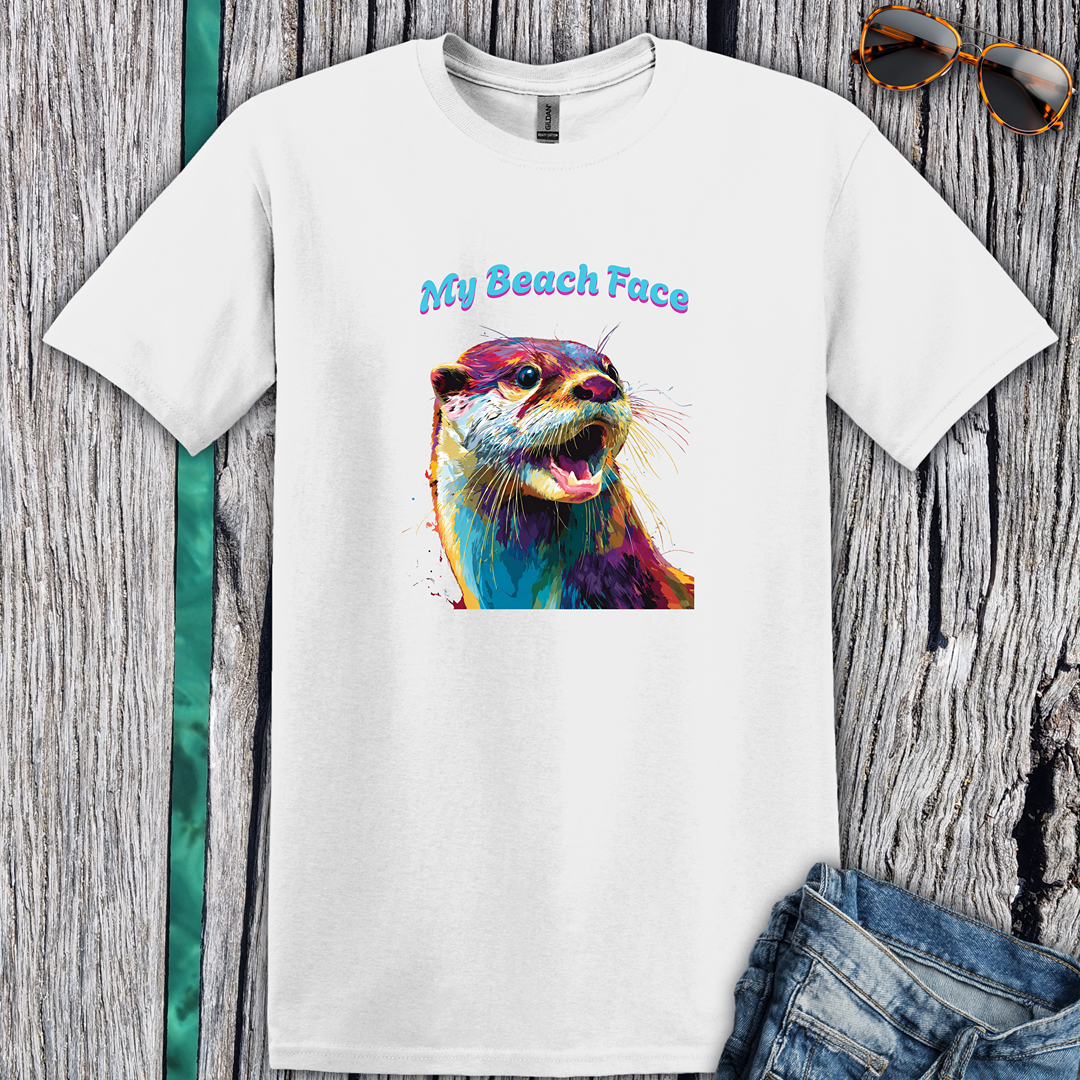 Colorful Otter Beach Face T-Shirt